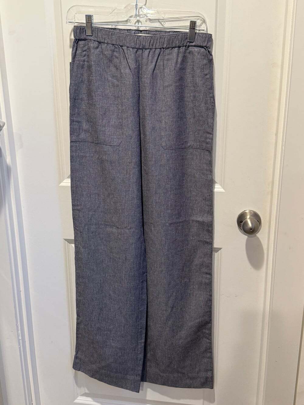 Vince XS Linen Blend Chambray Wide Leg Pull On Pants in Blue
